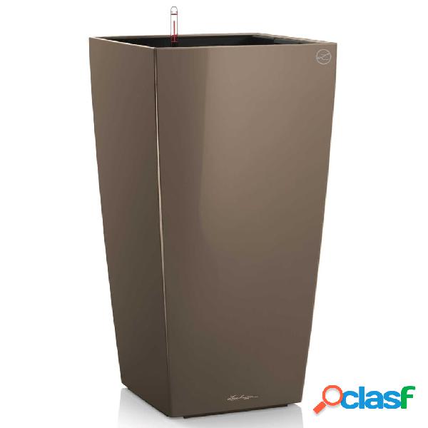 LECHUZA Macetero Cubico 40 ALL-IN-ONE gris taupe brillante