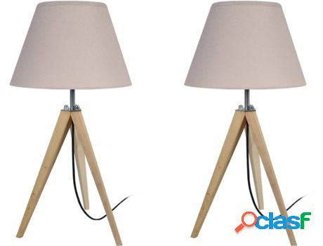 Lámpara de Mesa TOSEL Idun-Lot 2 (Natural, Taupe - E27 -