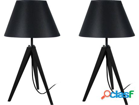 Lámpara de Mesa TOSEL Idun-Lot 2 (Negro, Blanco - E27 -