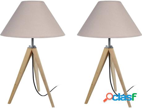 Lámpara de Mesa TOSEL Idun-Lot 2 (Taupe - E27 - Máx. 40W -