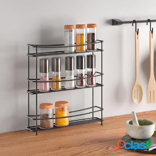 Metaltex Estantería para especias de 3 alturas Kumino negro
