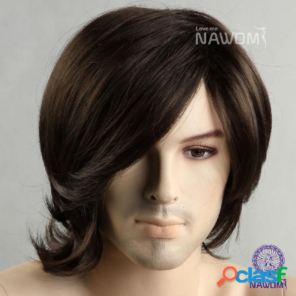 NAWOMI Hombre corto 100% Kanekalon peluca sintética Curly