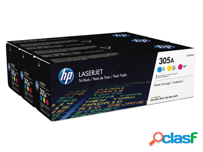Pack 3 cartuchos de tóner Original HP 305 Cian, Magenta,