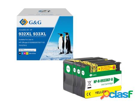 Pack 4 Cartuchos de Tinta G&G 932xl (Multicolor)