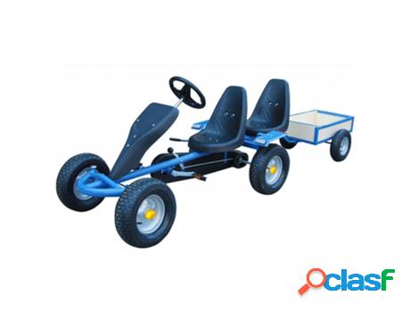 Pedal azul Go-Kart Dos Asientos y remolque