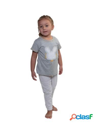 Pijama De Niña Dibujo De Conejo Gris 4/6 Años
