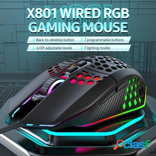 Ratón para juegos RGB con cable X801 con 7 botones