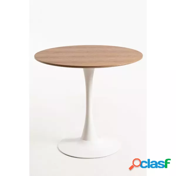 RegalosMiguel - Mesa Kolio 80 cm Madera - Blanco