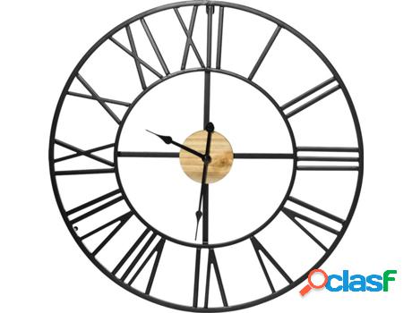 Reloj de Pared HOMCOM 830-635V01BK Metal y Madera de Abeto