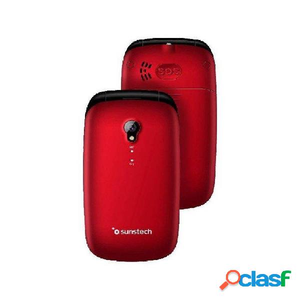 Teléfono Móvil Sunstech CELT17 para Personas Mayores/ Rojo