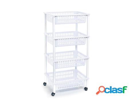 Verdulero con ruedas 4 pisos blanco