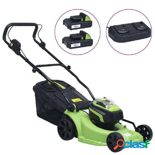 vidaXL Cortacésped sin cables con dos baterías 20V 2000