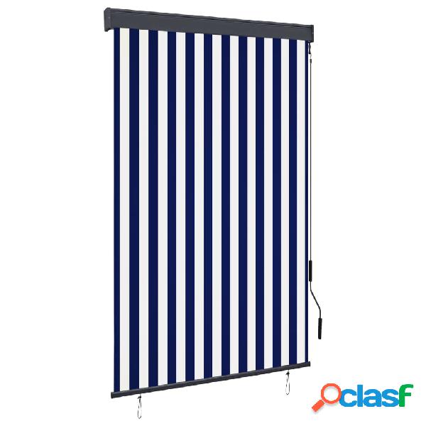 vidaXL Estor enrollable de exterior azul y blanco 120x250 cm