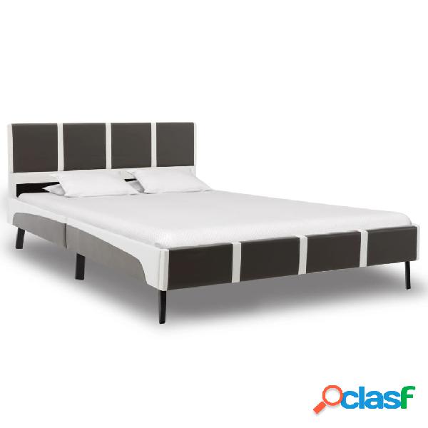 vidaXL Estructura de cama cuero sintético gris y blanca