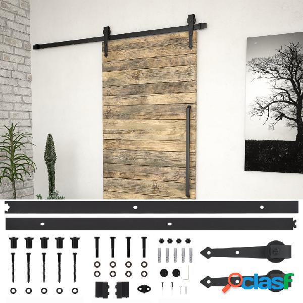 vidaXL Kit de herrajes para puertas correderas acero negro