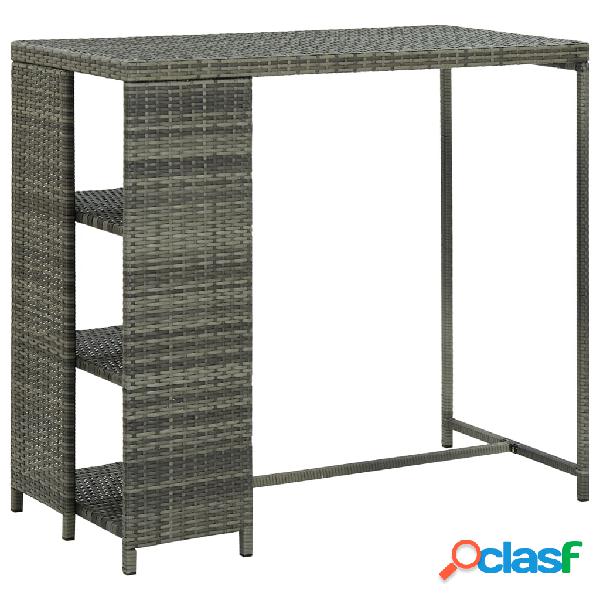 vidaXL Mesa bar estante almacenaje 120x60x110cm ratán