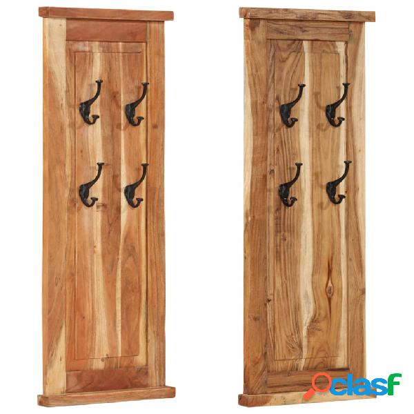 vidaXL Percheros 2 unidades madera maciza de acacia 38x100