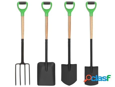 vidaXL Set de herramientas de jardín 4 pzas D agarre acero