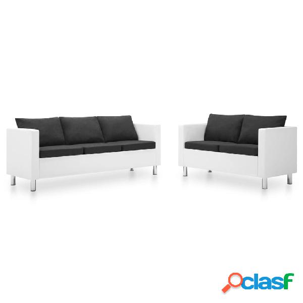 vidaXL Set de sofás de 2 piezas cuero sintético blanco y
