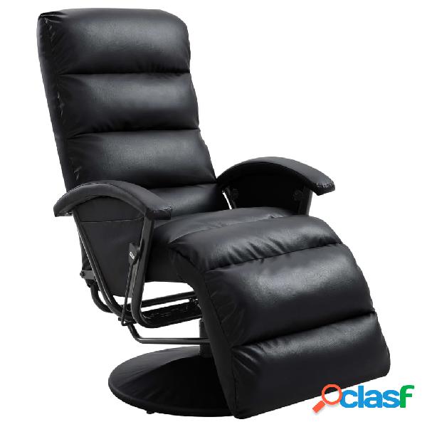 vidaXL Sillón reclinable para TV de cuero sintético negro