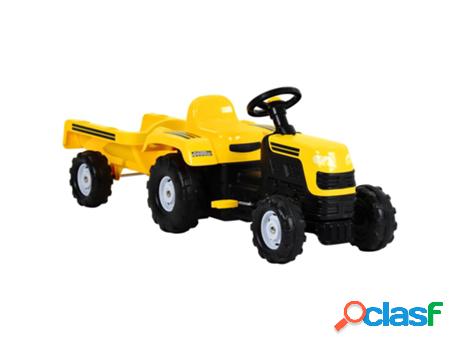 vidaXL Tractor de pedales para niños con remolque amarillo