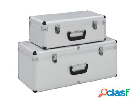 2 Cajas De Almacenamiento De Aluminio Plata VIDAXL (Plata -