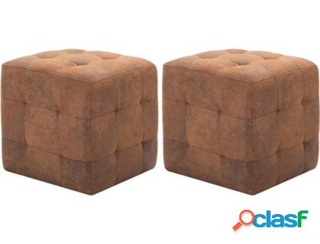 2 Mesitas de Noche VIDAXL (Cuero Artificial - Marrón -