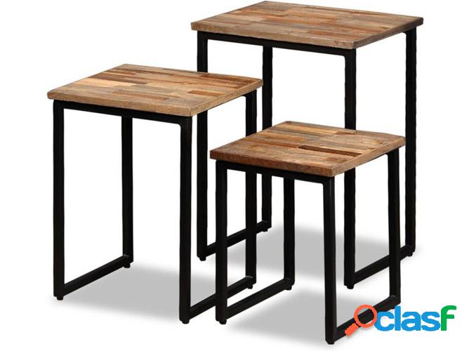 3 Mesas de Apoyo Encastrar ART PLANET Teca Reciclada Maciza