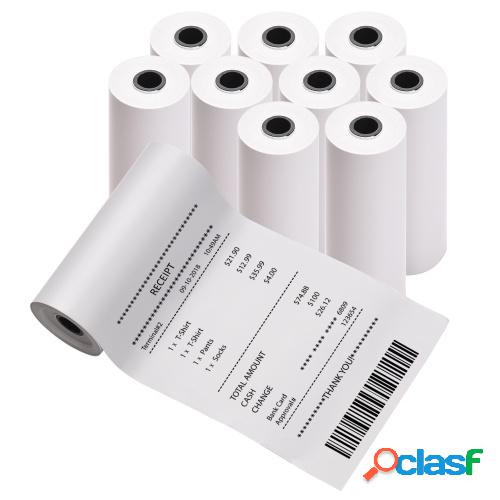 5 rollos de papel blanco de impresión térmica directa