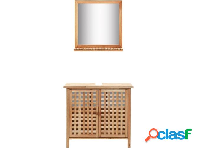 Armario para lavabo con Espejo VIDAXL madera de nogal maciza