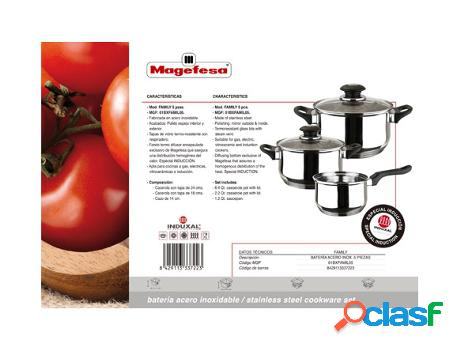 BATERIA ACERO INOX TAPA CRISTAL INDUCCION