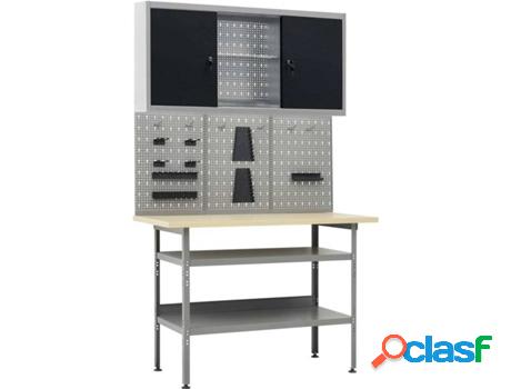 Banco de Trabajo VIDAXL con 3 Paneles de Pared y 1 Armario