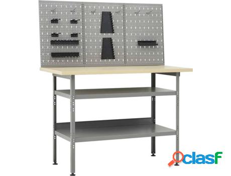 Banco de Trabajo VIDAXL con 3 Peneles de Pared Gris