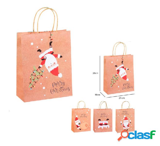 Bolsa Regalo Navidad Kraft de 21x25.5x10 cm en modelos