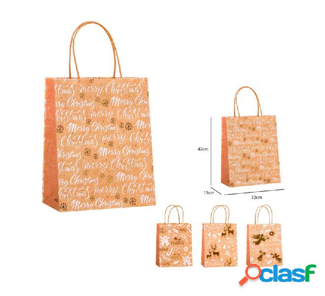 Bolsa Regalo Navidad Kraft de 32x42x11 cm en modelos