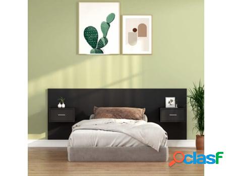 Cabecero VIDAXL (Madera - Negro - 120 x 1.5 x 80 cm)