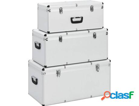 Cajas de Almacenamiento VIDAXL Aluminio 3 uni. Plateado