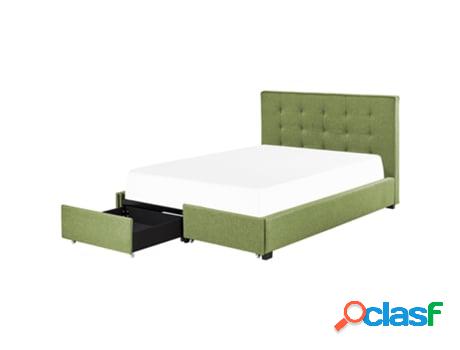 Cama Con Almacenaje BELIANI De Poliéster Verde 140 X 200 Cm