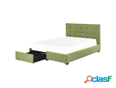 Cama Con Almacenaje BELIANI De Poliéster Verde 160 X 200 Cm