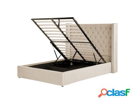 Cama Con Almacenaje BELIANI De Terciopelo Beige/Plateado 140