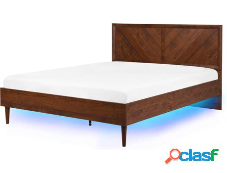 Cama Mialet con LED (Marrón - Tablero de Aglomerado