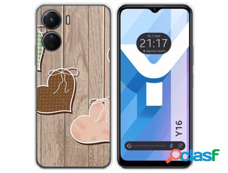 Carcasa Vivo Y16 TUMUNDOSMARTPHONE Dibujos Corazones Madera