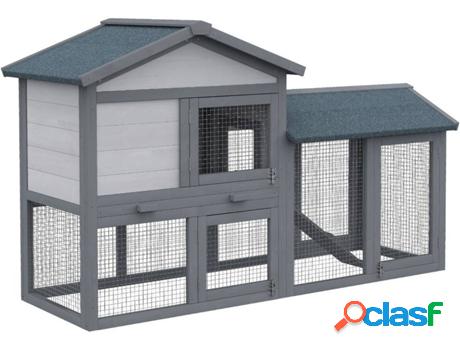 Conejera PAWHUT 2 Pisos (Gris - 147x54x84cm - Madera)