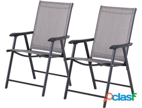 Conjunto de 2 Sillas de Jardín OUTSUNNY Gris (58x64x94 cm)