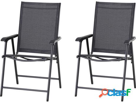 Conjunto de 2 Sillas de Jardín OUTSUNNY Negro (58x64x94 cm)
