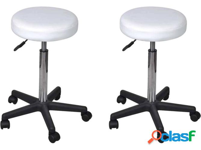 Conjunto de 2 Taburetes de Oficina VIDAXL Blanco (cuero