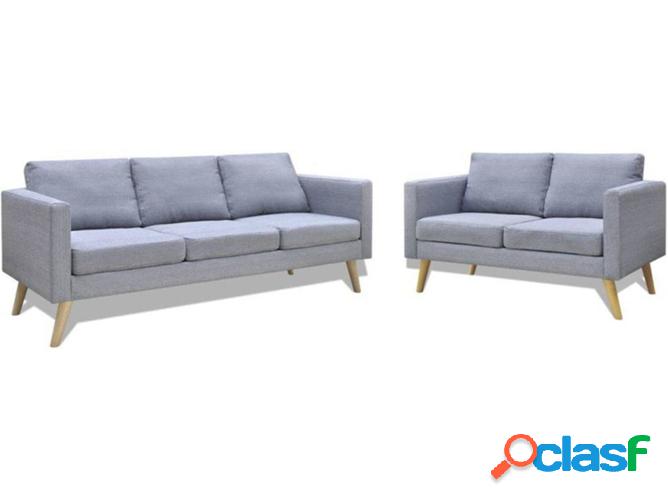 Conjunto de Sofás VIDAXL 2 plazas y 3 plazas Tejido gris
