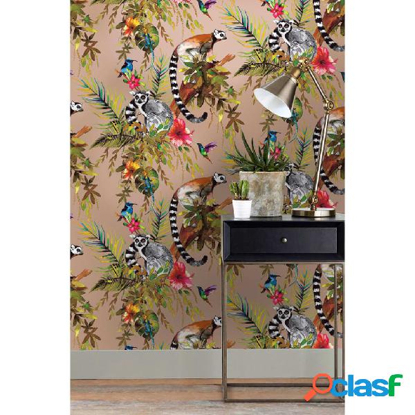 DUTCH WALLCOVERINGS Papel pintado Lemur oro rosa
