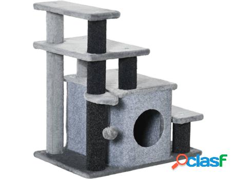Escalera PAWHUT D06-160v00gy (Madera - Gris - 60 x 40 x 66
