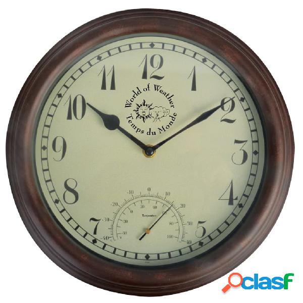 Esschert Design Reloj de estación con termómetro 30,5 cm